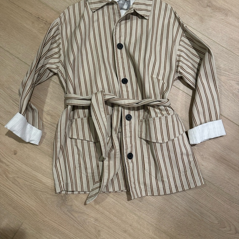 ASOS Beige Striped Trench Coat
